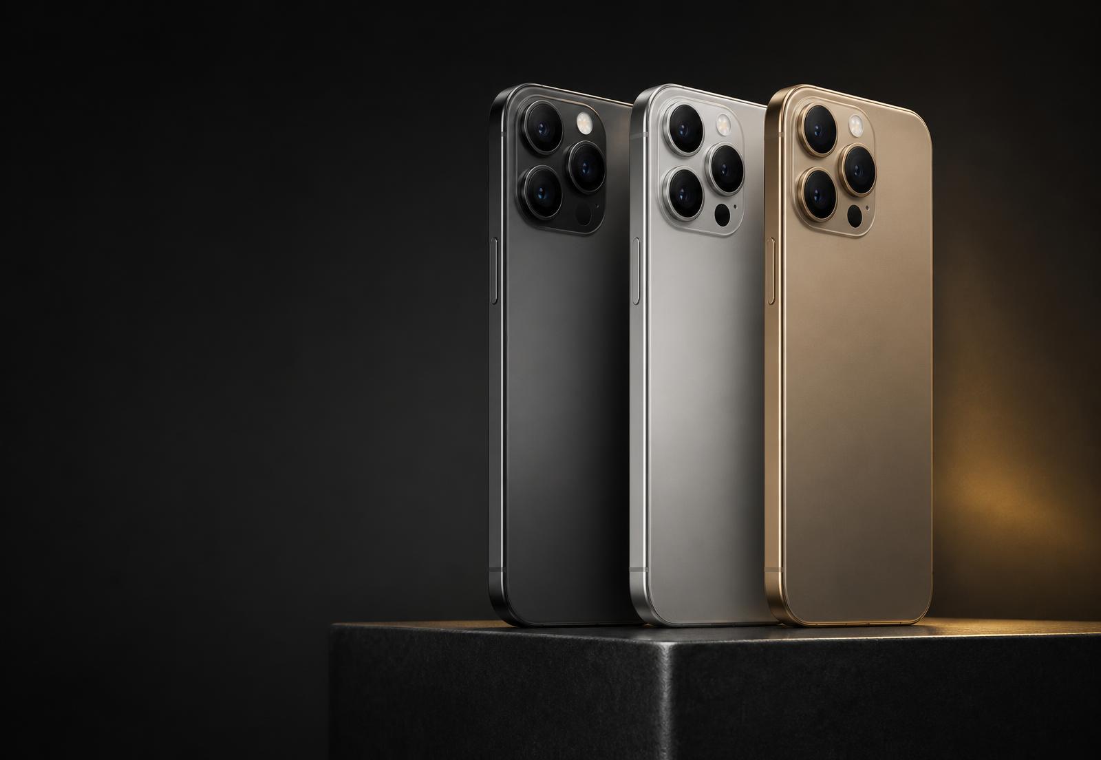 Premium smartphone collection presented in a dark studio